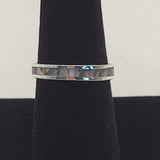 Blue Pacific Abalone Thin Band Ring Silver