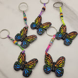 Key Chain Keyring Purse Bag Charm Rainbow Butterfly