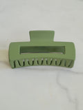 Large Rectangle Claw Clip Hair Accessory Olive Green