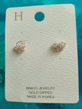 Tiny Dainty Crystal Clear Stone Bow Stud Earrings