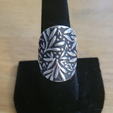 Bamboo Leaf Silver Artisan Statement Ring