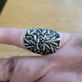 Bamboo Leaf Silver Artisan Statement Ring