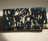 Western Cowhide Hair On Wallet Black with Gold Specks