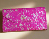 Western Cowhide Hair On Wallet Hot Pink Fuschia and Silver Specs