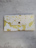 Western Cowhide Hair On Wallet White with Gold Specks