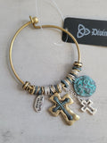 Mixed Metal The Lords Prayer Cross Charm Bracelet