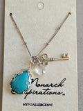 Turquoise Charm Necklace with Key and Bead Charm