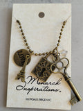 Monarch Five charm necklace Key Eiffel Tower Crystal Love Lock