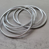 Silver Thin Metal Bangles Metallics Stack of 6