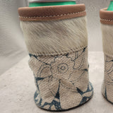 Blue Canvas & Flowers & Fur Can Sleeve