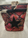Pink Printed Design Double Wine Bag With Cowhide Star