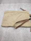 Floral Tan Canvas Clutch Wristlet