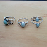 Tanvi Collection Ring Adjustable Silver Oval Amazonite