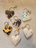 Western Heart Cowhide Keychain – Leopard Print Bag Charm