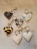 Western Heart Cowhide Keychain – Leopard Print Bag Charm