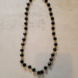 Copper Chain Black Face Cut Crystal Bead Necklace — 17"