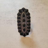 Silver & Black Stone Oval Concho Stretch Ring