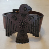 Brown Leather & Silver Eagle Cuff Bracelet
