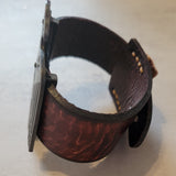 Brown Leather & Silver Eagle Cuff Bracelet