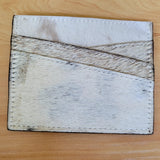 Hair-On Cowhide Leather Card Holder - Western Slim Wallet Cream White