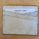 Hair-On Cowhide Leather Card Holder - Western Slim Wallet Cream White