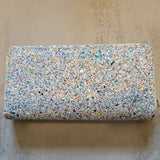White Multicolor Glitter Zip-Around Wallet