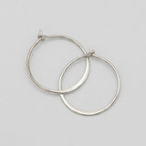 Handmade Sterling Silver Half-Hammered Hoop Earrings, 15mm