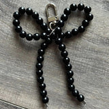 Beaded Bow Purse Charm Black