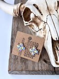 Western Clover Stud Earrings in AB Clear