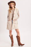 Bouclé Cable Knit Sherpa Hooded Vest | Ecru | S, M & L | V03298