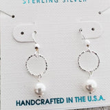 Sterling Silver Diamond Cut with White Crystal Pearls