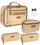 Joan & David Straw Texture 4-Piece Clear Cosmetic Bag Set