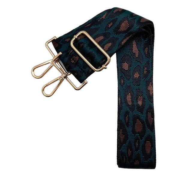 Teal Jaguar Print Adjustable Crossbody Bag Purse Guitar Strap