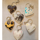 Western Heart Cowhide Keychain – Dark Brown Metallic Gold Bag Charm