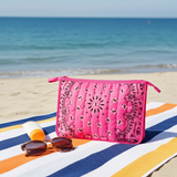 Haute Shore Beau Hot Pink Bandana Print Pouch