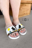 Western Cowgirl Saddle Bum White Slides