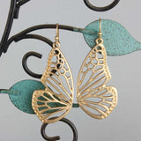 Gold Butterfly Wings Dangle Earrings