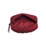 Cloud Nine Quilted Puffer Nylon Cosmetic Pouch in Burgundy