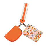 Summer Spritz Dual Nylon Pouch Wristlet Mango Orange Floral