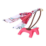 Vegan Leather Horse Tassel Scarf Keychain Bag Charm