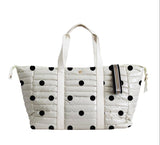 Puffer Weekender Duffle Bag – Black Polka Dot