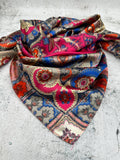 Faceted Pink and Blue Western Southwestern Wild Rag Scarf Accent