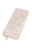White Multicolor Glitter Zip-Around Wallet