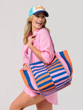 Samba Tote | Orange, Blue & Pink Stripe | Oversized Beach Tote