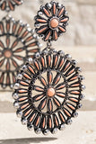 Boho Blossom Dangle Earrings | Semi Stone & Antique Circle | Peach | Western
