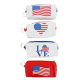 American Flag Heart Vegan Leather On The Go Bag Pouch Keychain