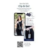 Clip & Go Phone Purse Crossbody Strap Zippered Pouch Navy Cream Chevron