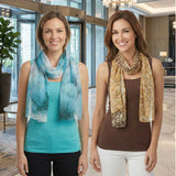 Silky Dress Scarf – Peacock White Multi