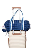 Navy Striped Quilted Weekender Bag – Women’s Travel Duffel