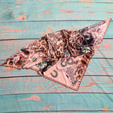 Longhorn & Leopard Wild Rag Scarf | Khaki & Turquoise | 36x36